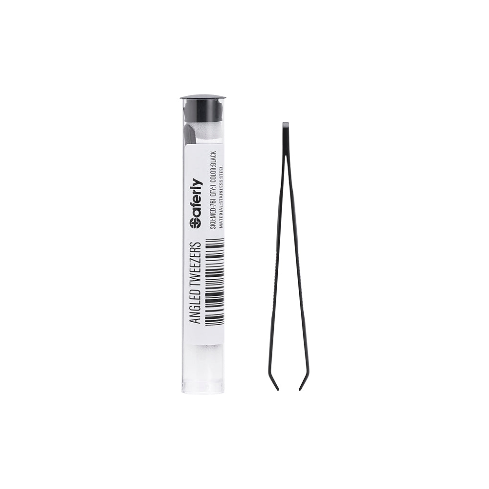 Saferly Anti-Static Black Slanted Tweezers - Ultimate Beauty