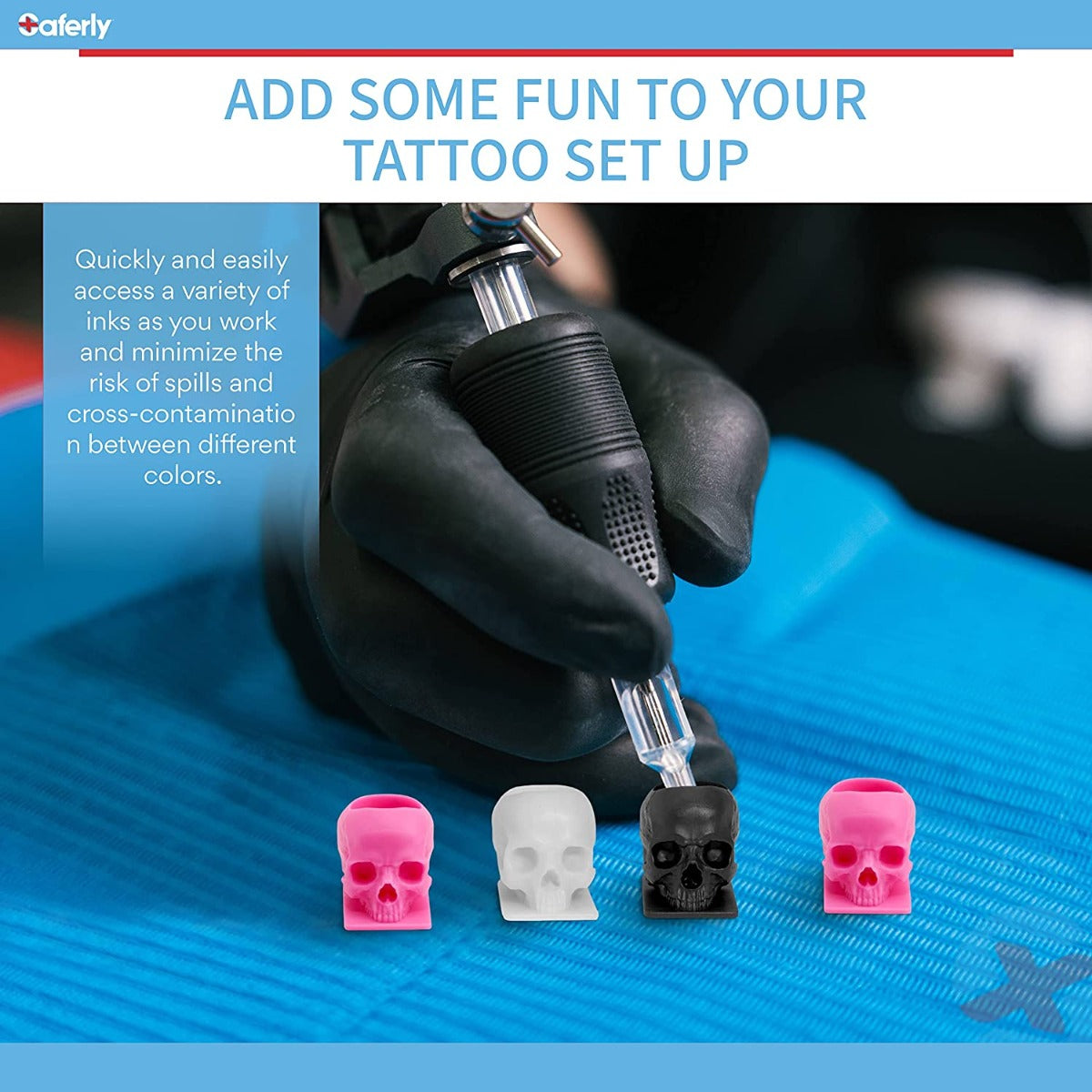 Saferly Skull Ink Caps — Size #16 (Large) — Bag of 200 - Ultimate Beauty