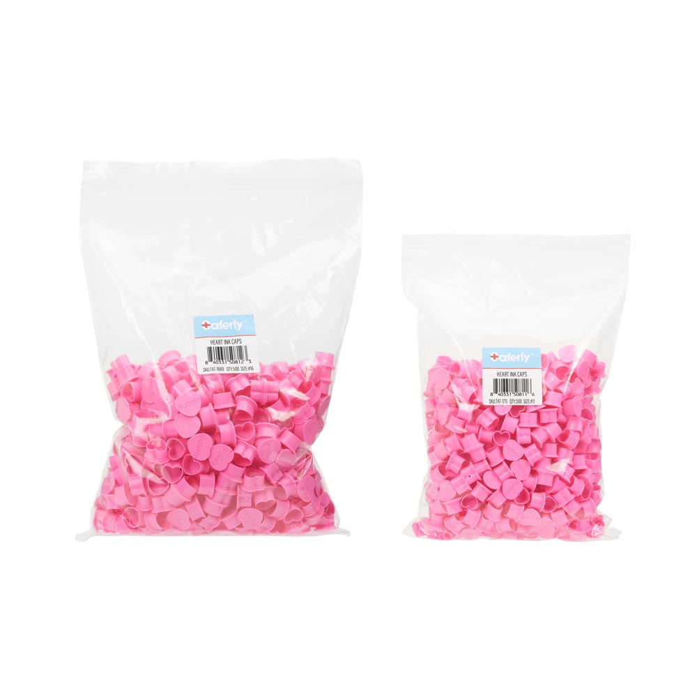 Saferly Heart Ink Caps — Bag of 500 — Pick Color and Size - Ultimate Beauty