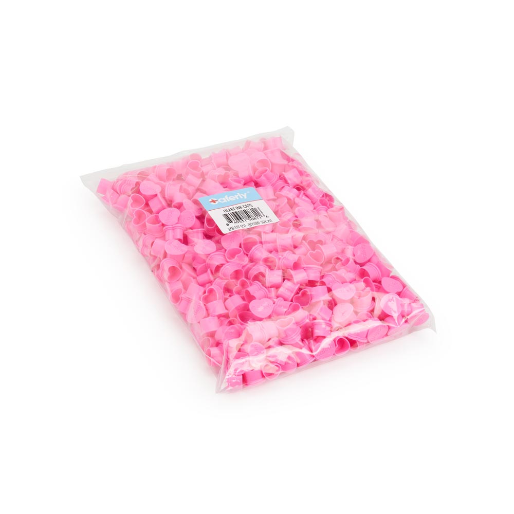 Saferly Heart Ink Caps — Bag of 500 — Pick Color and Size - Ultimate Beauty