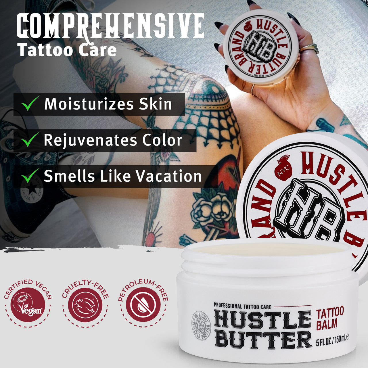 Hustle Butter Deluxe Tattoo Aftercare — 5oz — Single or Case of 24 - Painful Pleasures