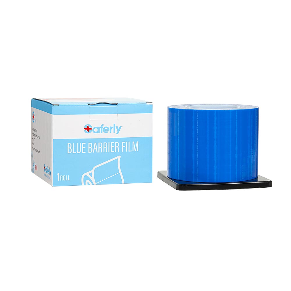 Saferly Blue Barrier Film + Dispenser Box — 4” x 6” Sheets — Price Per Roll - Ultimate Beauty