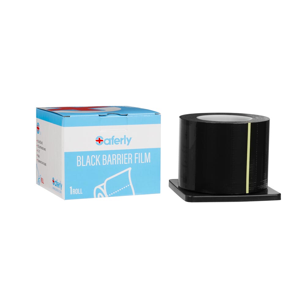 Saferly Black Barrier Film + Dispenser Box — 4” x 6” Sheets — Price Per Roll - Ultimate Beauty