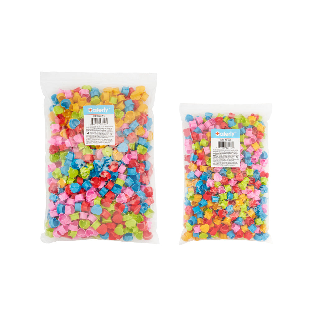 Saferly Heart Silicone Ink Caps — Pick Size and Color — Bag of 500 - Ultimate Beauty