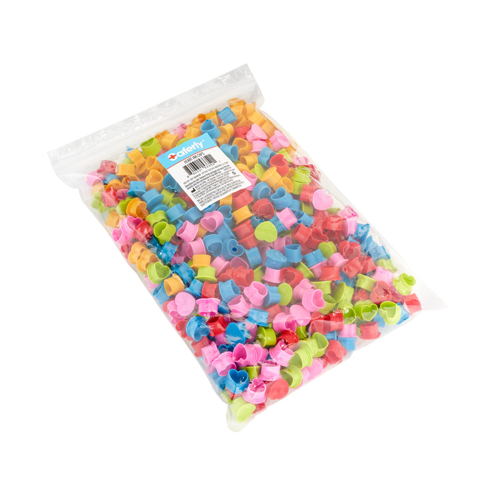 Saferly Heart Silicone Ink Caps — Pick Size and Color — Bag of 500 - Ultimate Beauty