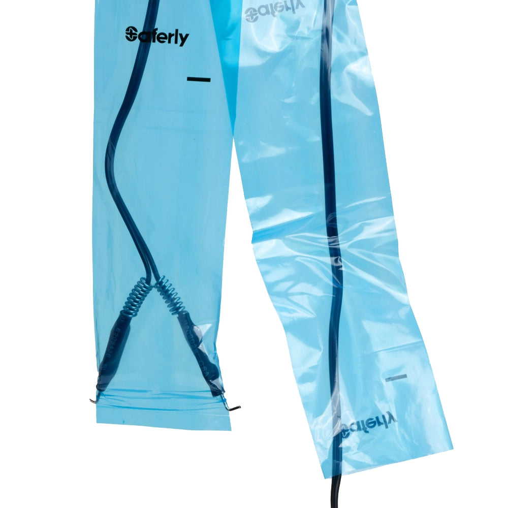 Saferly 20" Clip Cord Sleeves + Machine Bags — Blue — Box of 200