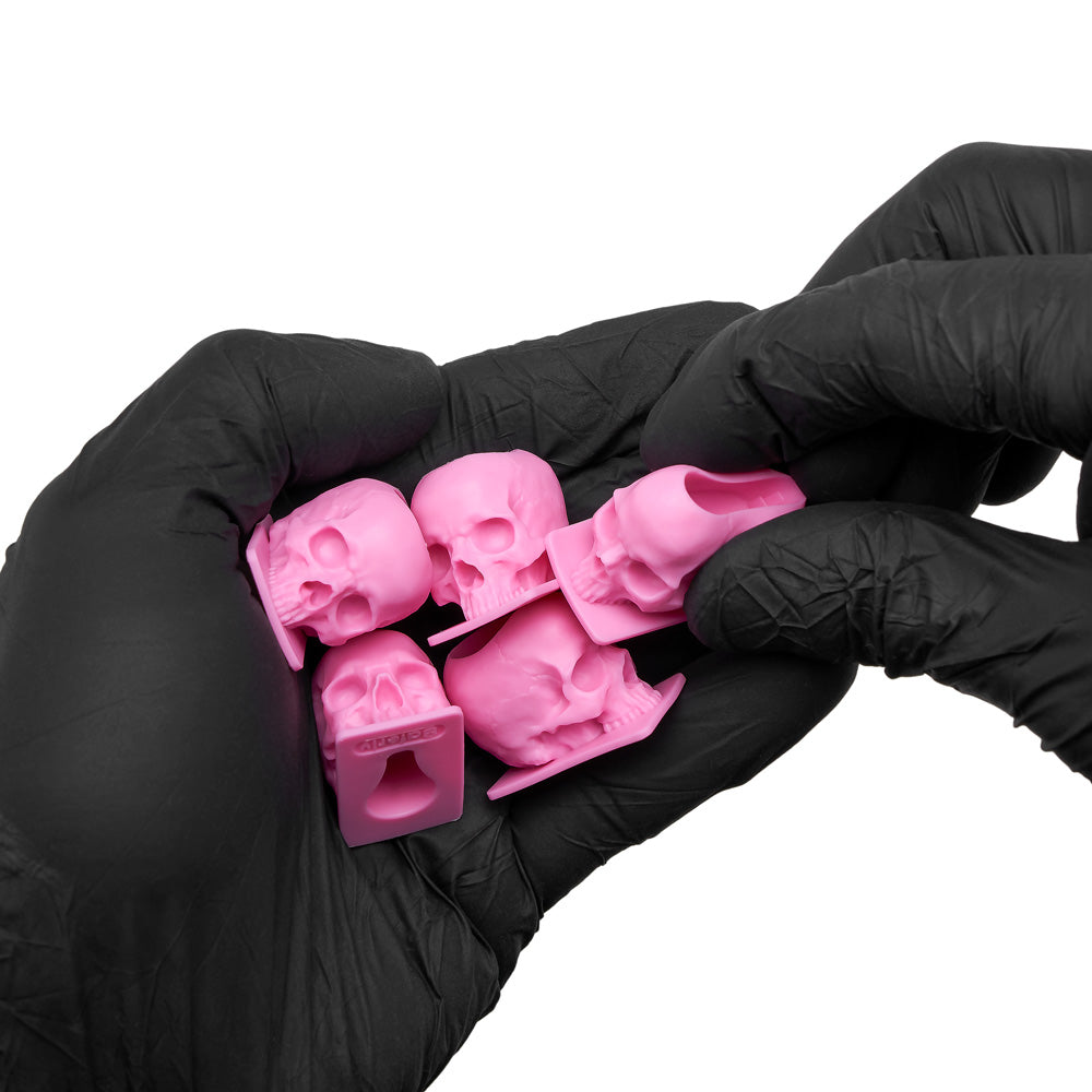 Saferly Skull Silicone Ink Caps —Size #16 (Large) — Bag of 200  — Pick Color - Ultimate Beauty