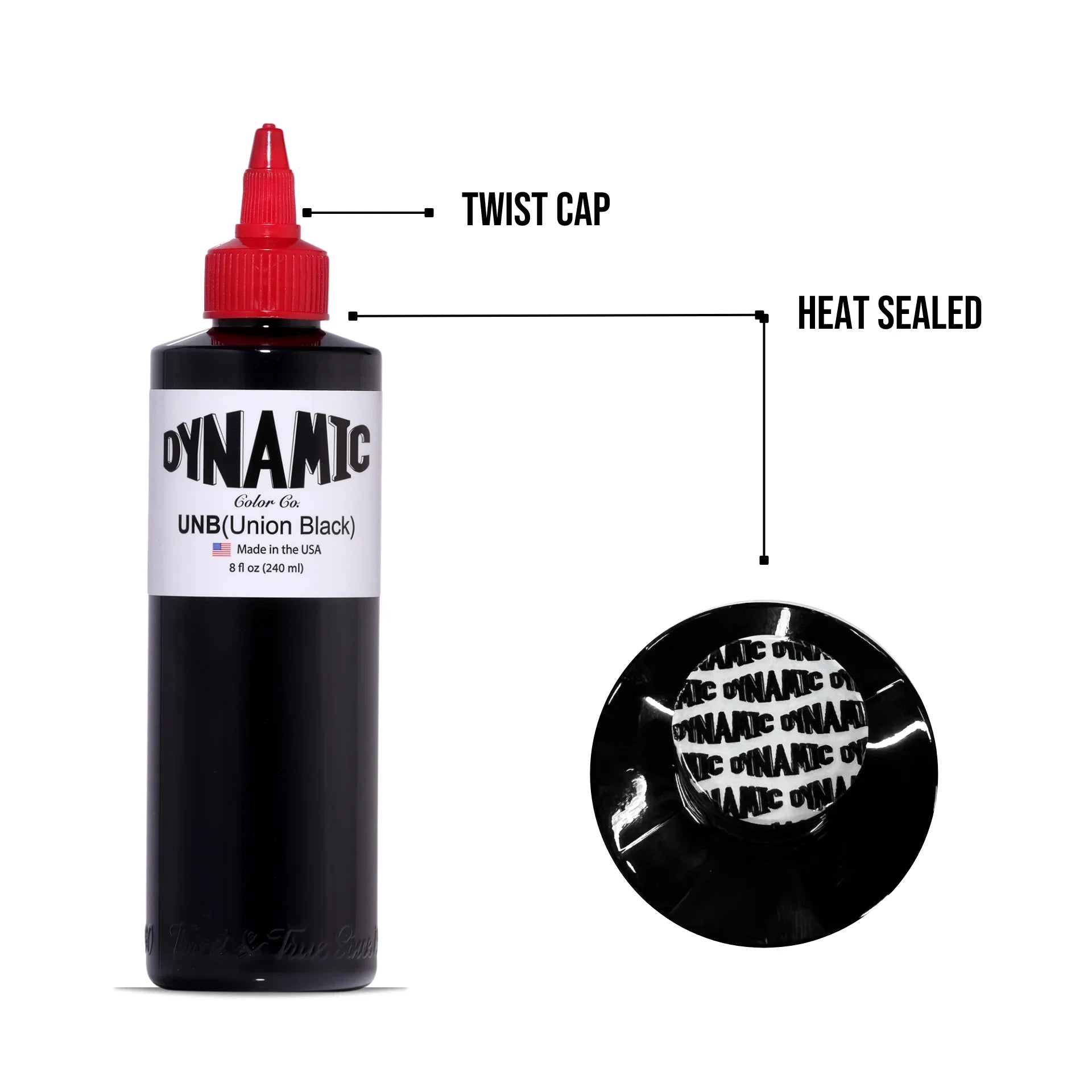 Dynamic Union Black Tattoo Ink - 8oz Bottle