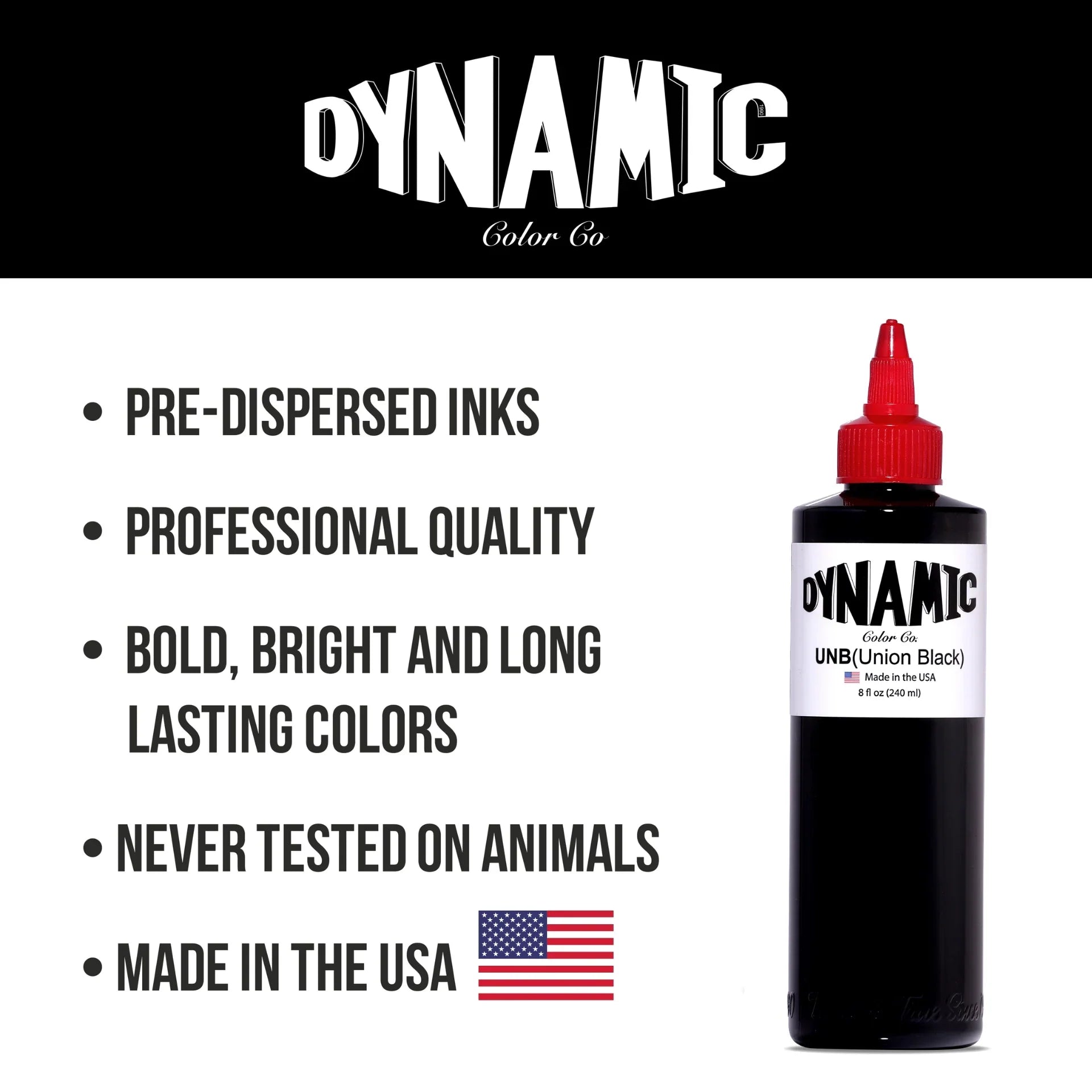Dynamic Union Black Tattoo Ink - 8oz Bottle