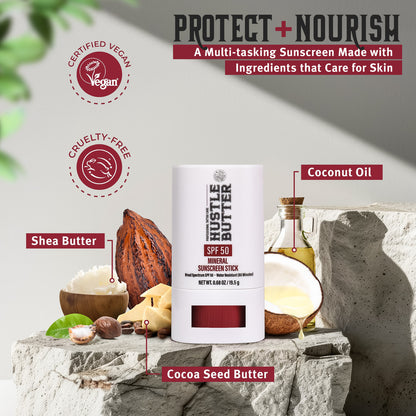 Hustle Butter Mineral Sunscreen Stick — SPF 50 — Single or Case of 12 - Ultimate Beauty
