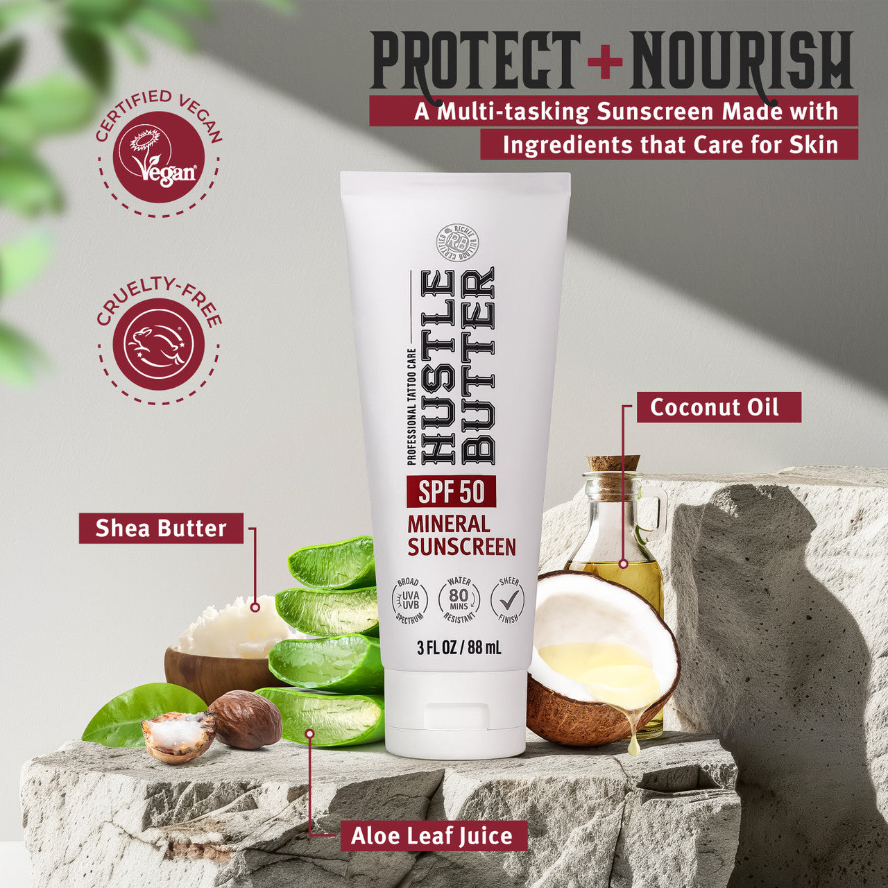 Hustle Butter Mineral Sunscreen Lotion — SPF 50 — Single or Case of 12 - Ultimate Beauty