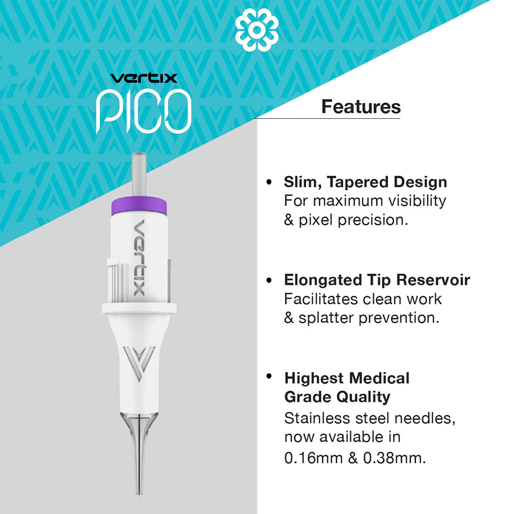 Vertix Pico PMU Membrane Cartridge Needles — Liners — Box of 20 - Ultimate Beauty