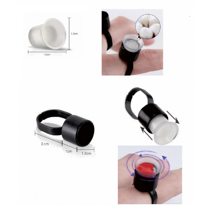 Finger Ring Ink Cup Holder - Black - 50/bag - Ultimate Beauty