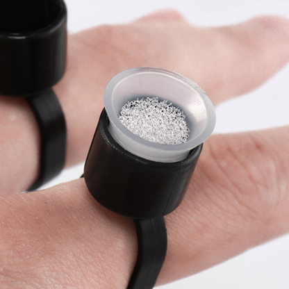 Finger Ring Ink Cup Holder - Black - 50/bag - Ultimate Beauty