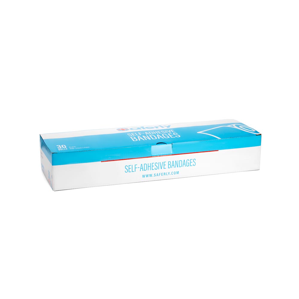 Saferly 1” Medical Cohesive Wrap — Black — Box of 30 - Ultimate Beauty