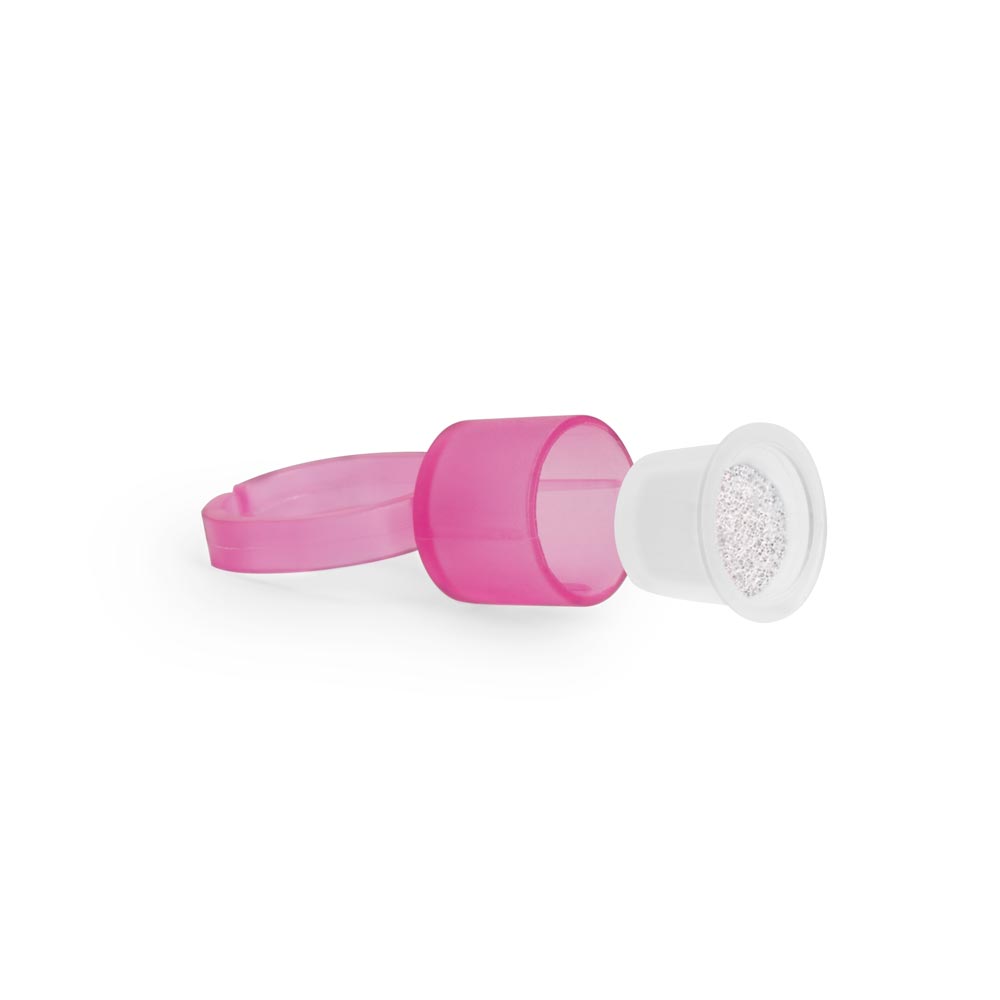 Cosmetic Ink Cup Holder Finger Ring — Pink — Bag of 50 - Ultimate Beauty