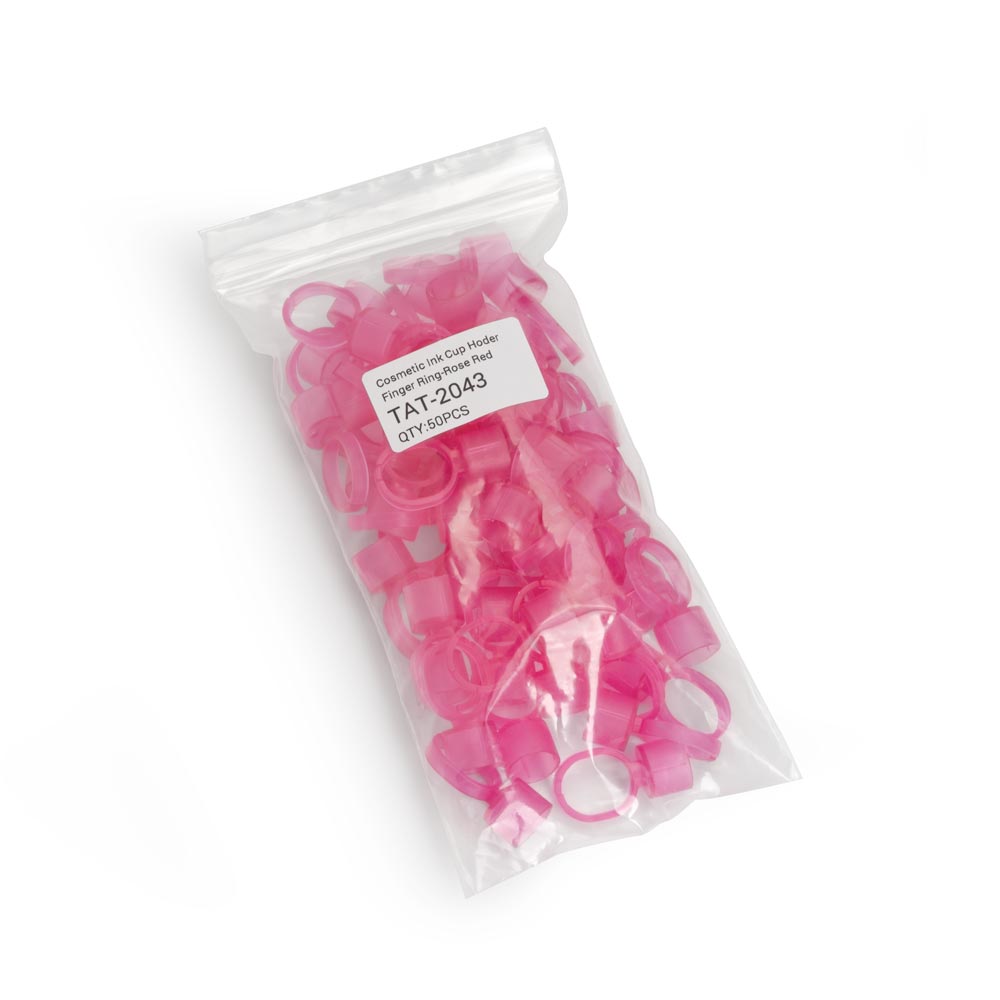 Cosmetic Ink Cup Holder Finger Ring — Pink — Bag of 50 - Ultimate Beauty
