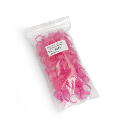 Cosmetic Ink Cup Holder Finger Ring — Pink — Bag of 50 - Ultimate Beauty