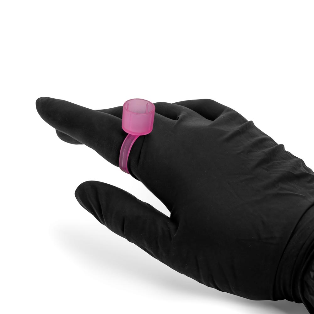 Cosmetic Ink Cup Holder Finger Ring — Pink — Bag of 50 - Ultimate Beauty