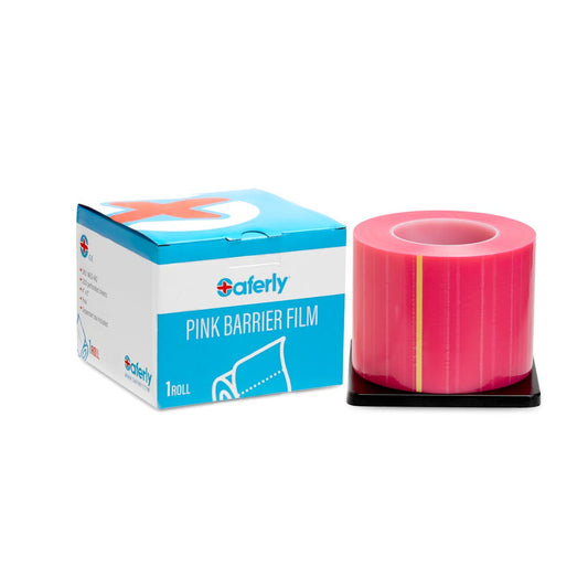 Saferly Pink Barrier Film + Dispenser Box — 4” x 6” Sheets — Price Per Roll - Ultimate Beauty