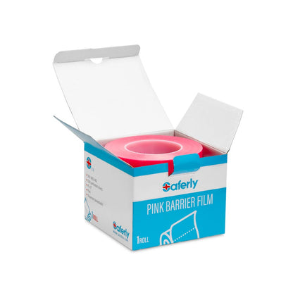 Saferly Pink Barrier Film + Dispenser Box — 4” x 6” Sheets — Price Per Roll - Ultimate Beauty