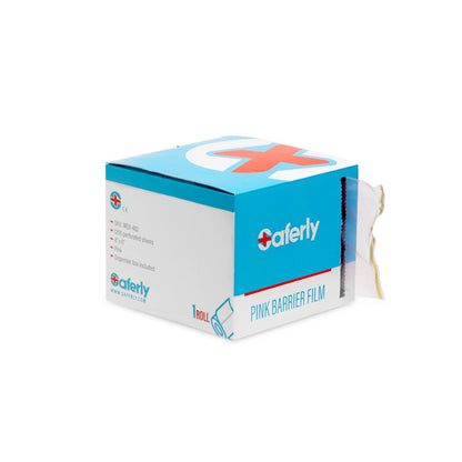 Saferly Pink Barrier Film + Dispenser Box — 4” x 6” Sheets — Price Per Roll - Ultimate Beauty