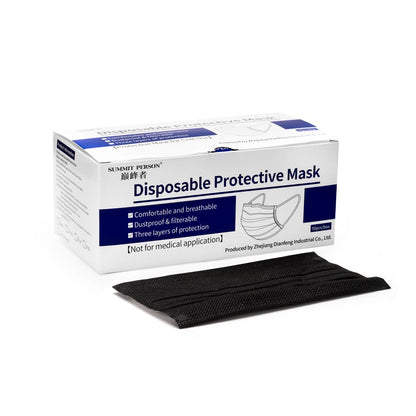 Black Disposable Face Masks — Box of 50 - Ultimate Beauty