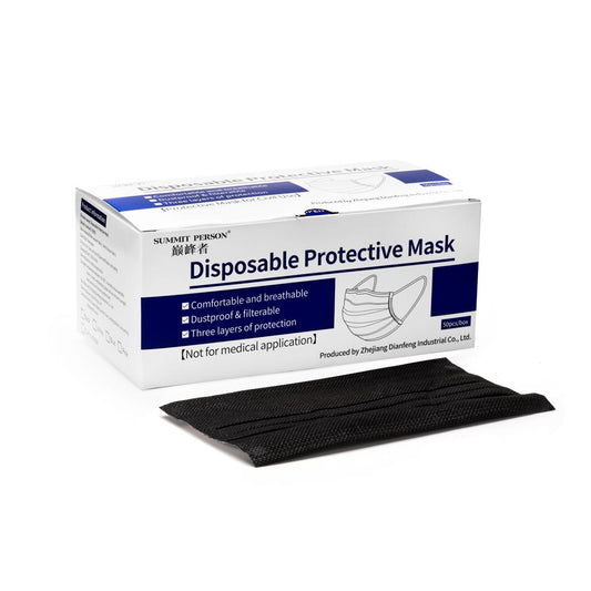 Black Disposable Face Masks — Box of 50 - Ultimate Beauty