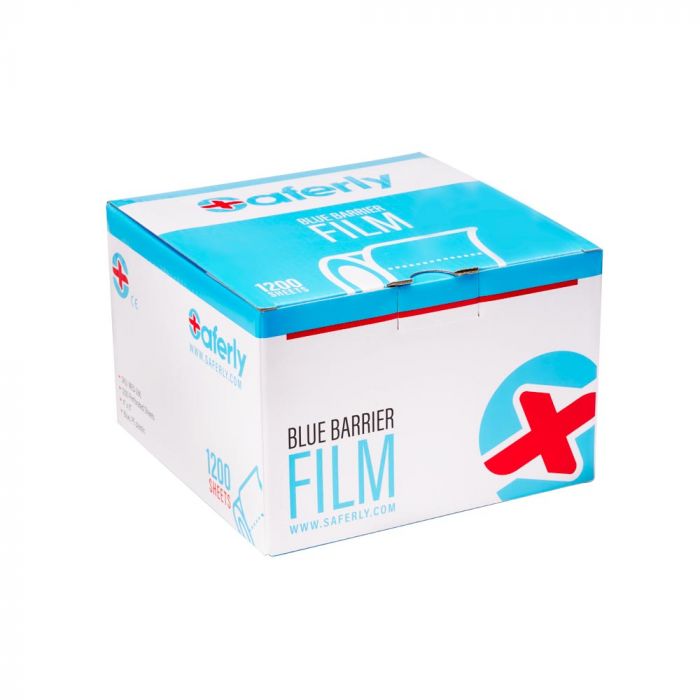 Saferly Blue Barrier Film + Dispenser Box — 4” x 6” Sheets — Price Per Roll - Ultimate Beauty