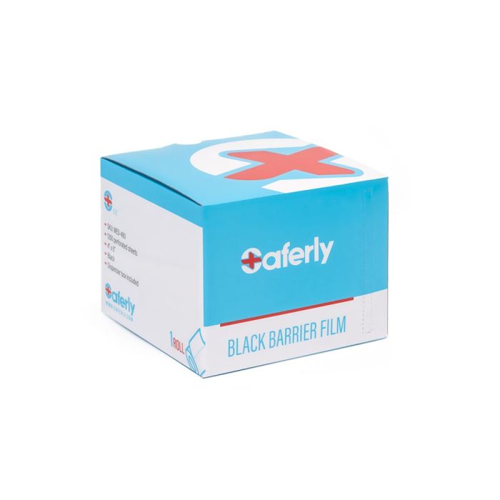 Saferly Black Barrier Film + Dispenser Box — 4” x 6” Sheets — Price Per Roll - Ultimate Beauty