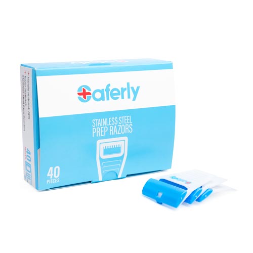 Saferly Stainless Steel Disposable Skin Prep Razors — Box of 40 - Ultimate Beauty
