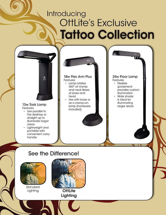 OttLite 13w Task Lamp - Piercing, Tattooing, Drawing, Tracing