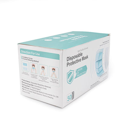 APOF Jesse Head modeling blue disposable face mask