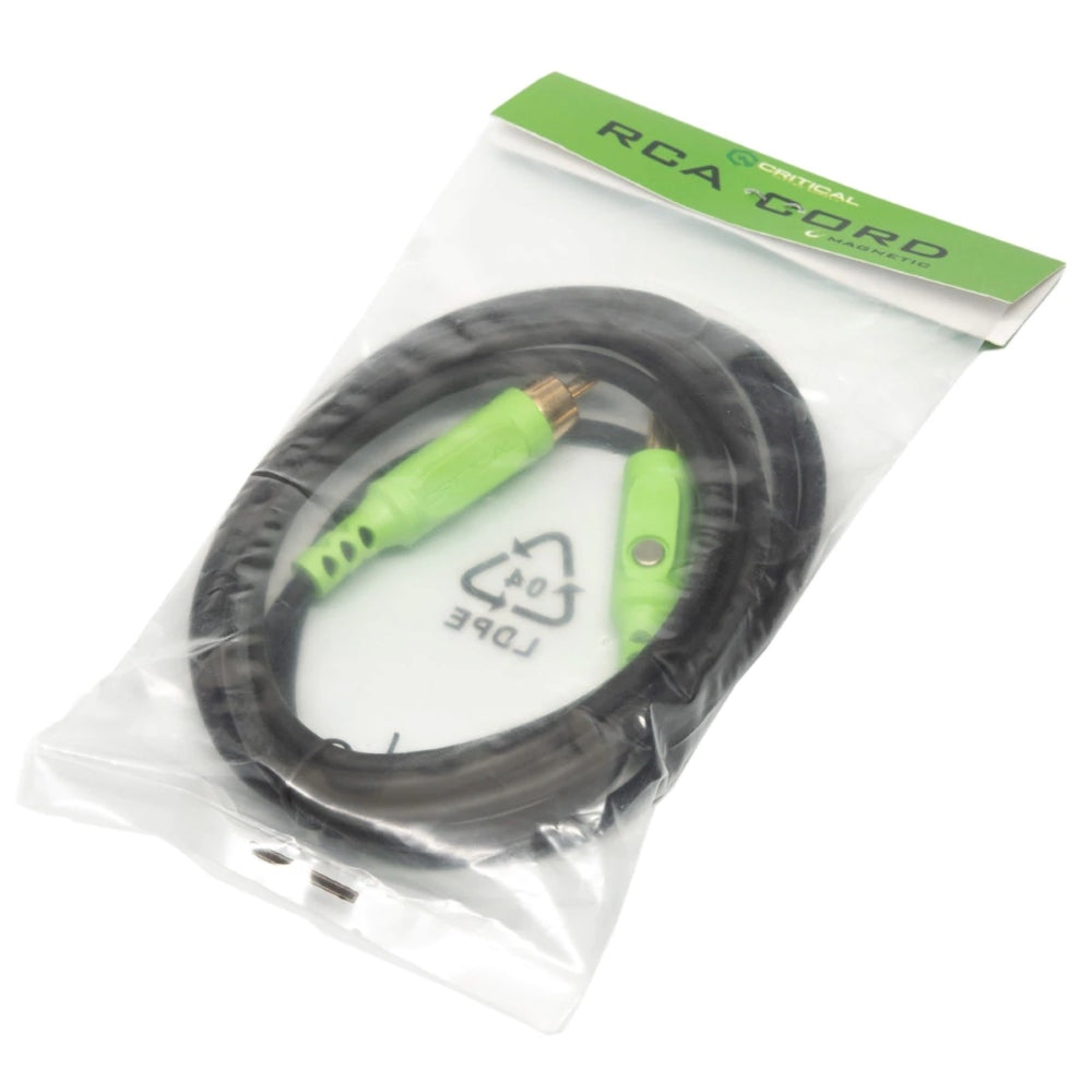 Critical Magnetic Straight RCA Cord (7') Green and Black - Ultimate Beauty